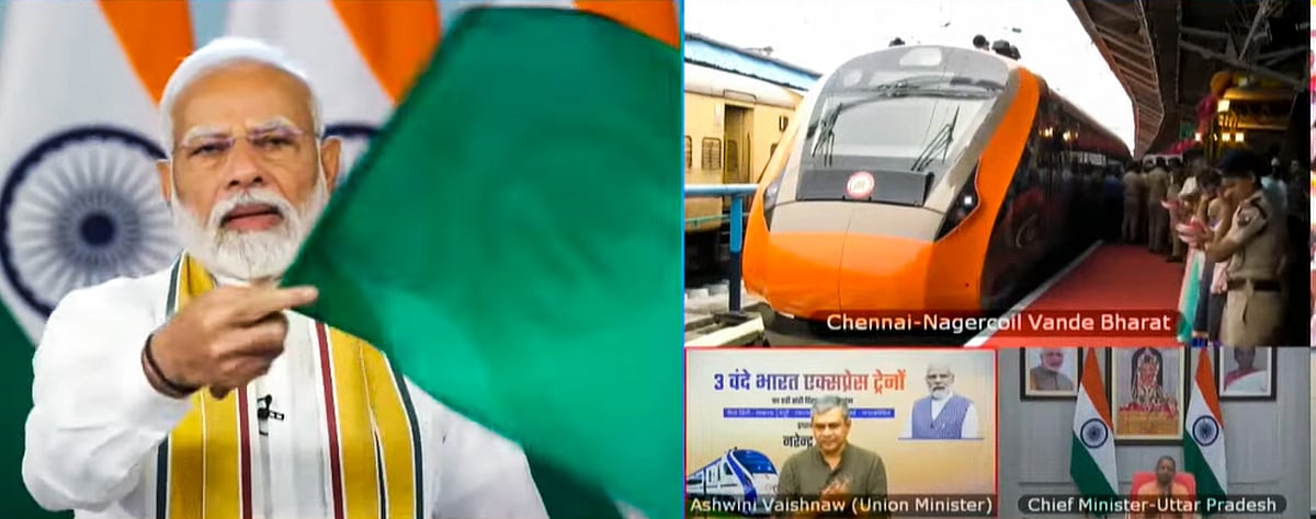 PM Modi flags off three Vande Bharat trains - PTI